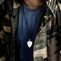 Live Preview Customized Titanium Steel Guitar Pick Necklace