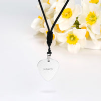 Live Preview Customized Titanium Steel Guitar Pick Necklace